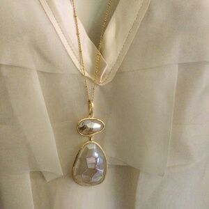 Gold Necklace with Glass Pendant